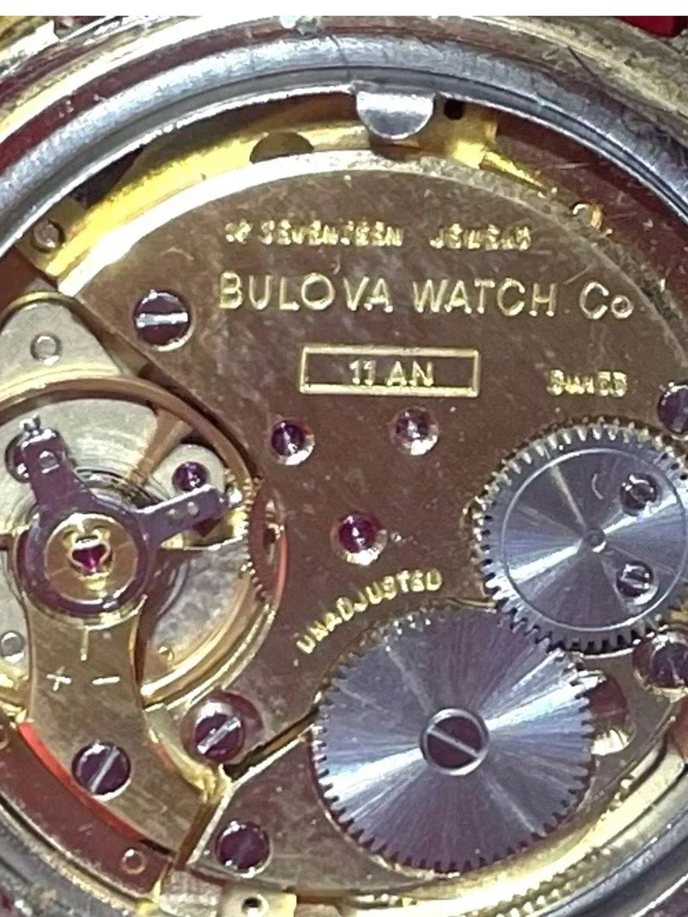 Vintage Bulova Men’s Gold Case Watch with Black Croc Leather Strap